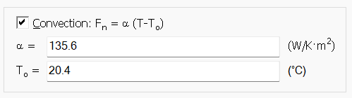 Convection coefficients